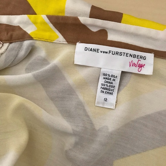 Diane Von Furstenberg Vintage Yellow Mod Wrap Top - Picture 7 of 8